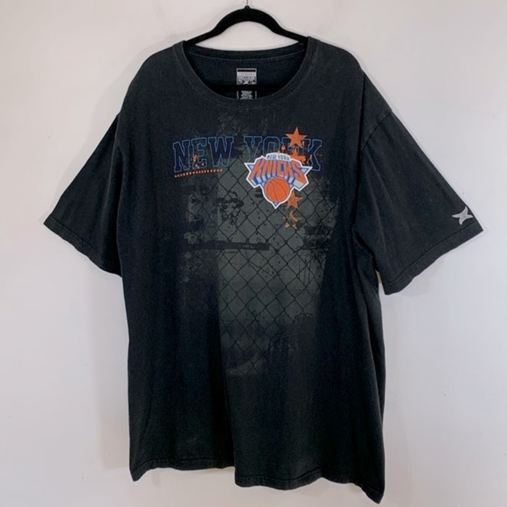 NBA NY Knicks Big & Tall 100% Cotton Distressed Graphics Mens Size 4X Black Tee